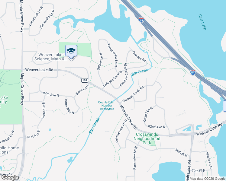 map of restaurants, bars, coffee shops, grocery stores, and more near 8356 Shadow Creek Drive in Osseo