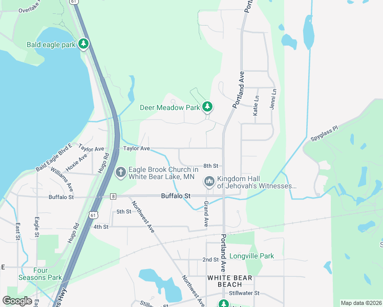 map of restaurants, bars, coffee shops, grocery stores, and more near 2533 8th Street in White Bear Lake