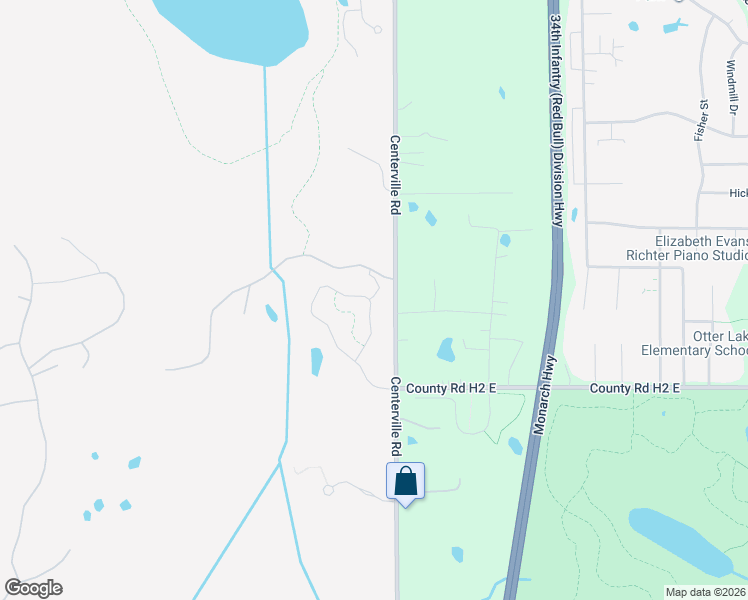 map of restaurants, bars, coffee shops, grocery stores, and more near 5301-5555 Centerville Road in North Oaks
