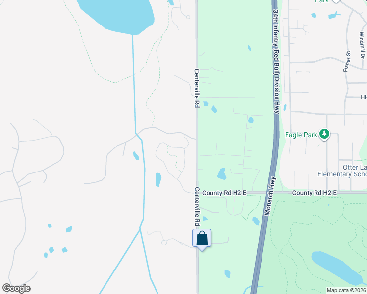 map of restaurants, bars, coffee shops, grocery stores, and more near 5301-5555 Centerville Road in North Oaks