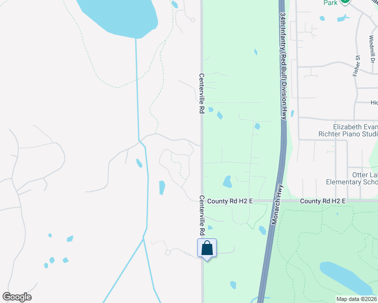 map of restaurants, bars, coffee shops, grocery stores, and more near 5301-5555 Centerville Road in North Oaks