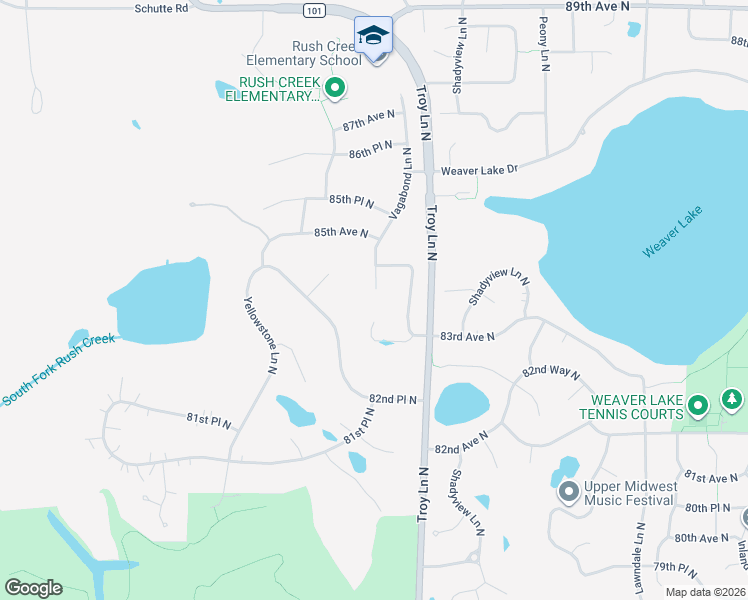 map of restaurants, bars, coffee shops, grocery stores, and more near 8425 Vagabond Court North in Osseo