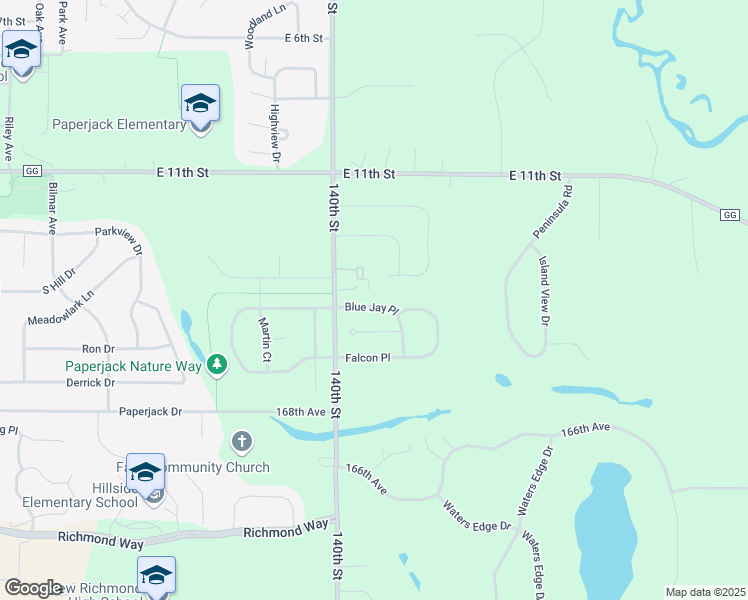 map of restaurants, bars, coffee shops, grocery stores, and more near 1343 Blue Jay Place in New Richmond