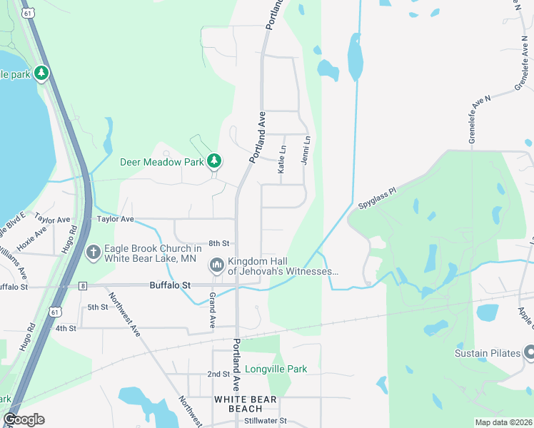 map of restaurants, bars, coffee shops, grocery stores, and more near 5438 Franklin Avenue in White Bear Lake