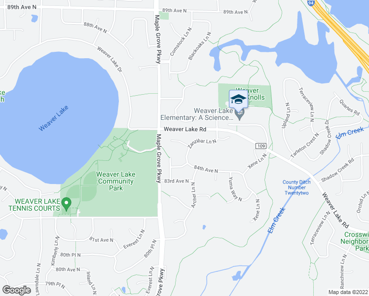 map of restaurants, bars, coffee shops, grocery stores, and more near 16515 84th Place North in Osseo