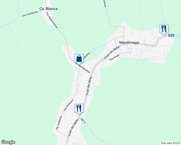 map of restaurants, bars, coffee shops, grocery stores, and more near 280 Viale dei Mille in Mardimago