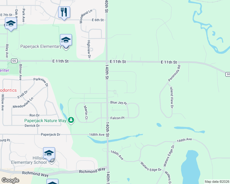 map of restaurants, bars, coffee shops, grocery stores, and more near 1703 140th Street in New Richmond