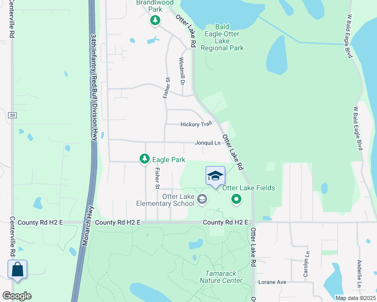 map of restaurants, bars, coffee shops, grocery stores, and more near 5534 Jaguar Court in White Bear Lake