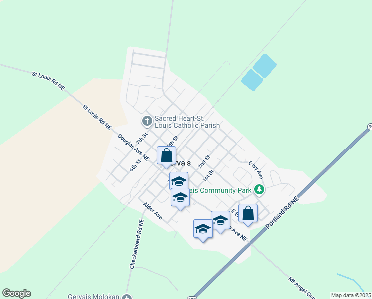 map of restaurants, bars, coffee shops, grocery stores, and more near 770 4th Street in Gervais