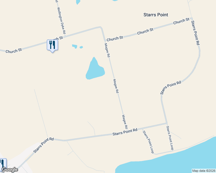 map of restaurants, bars, coffee shops, grocery stores, and more near 115 Magee Road in Port Williams