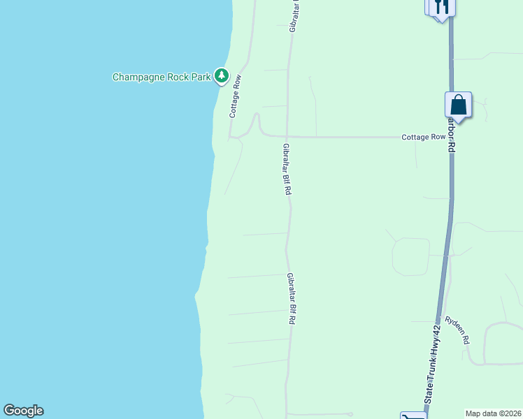 map of restaurants, bars, coffee shops, grocery stores, and more near 9036 Gibraltar Bluff Road in Fish Creek