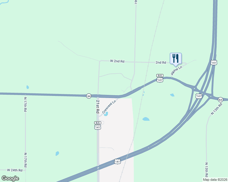 map of restaurants, bars, coffee shops, grocery stores, and more near W8556 Wisconsin 64 in Pound