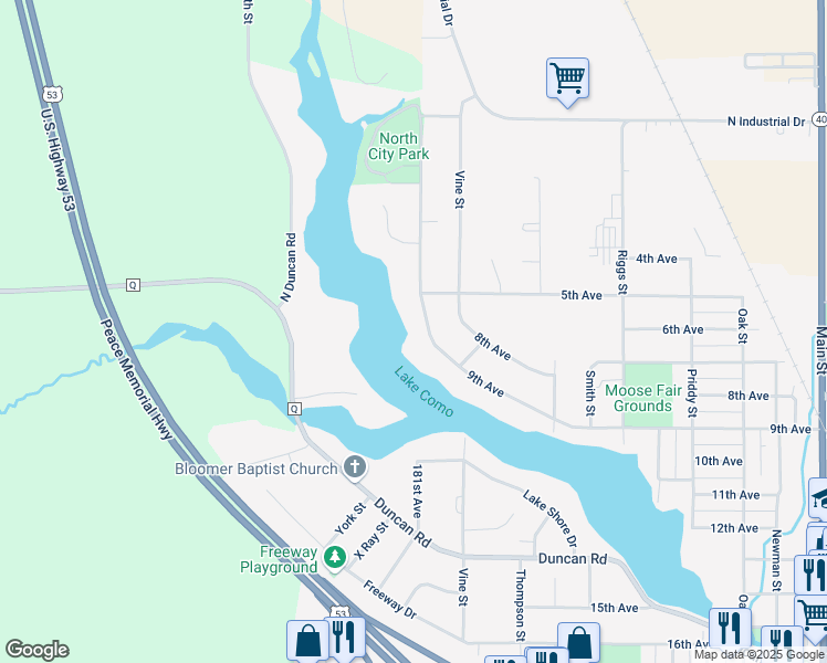 map of restaurants, bars, coffee shops, grocery stores, and more near 2306 9th Avenue in Bloomer