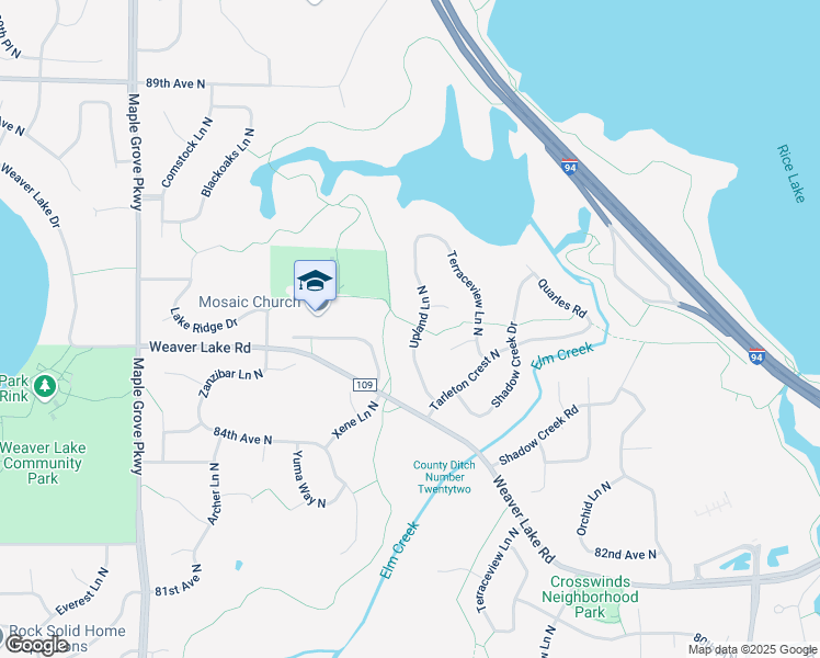 map of restaurants, bars, coffee shops, grocery stores, and more near 8529 Upland Lane North in Maple Grove