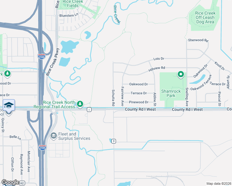 map of restaurants, bars, coffee shops, grocery stores, and more near 5569 Schutta Road in Shoreview