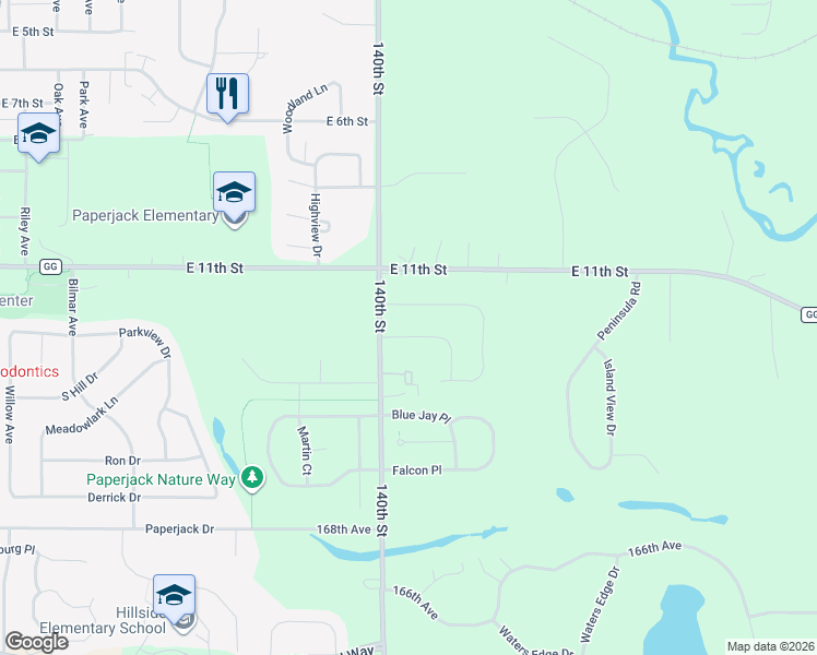map of restaurants, bars, coffee shops, grocery stores, and more near 1703 140th Street in New Richmond