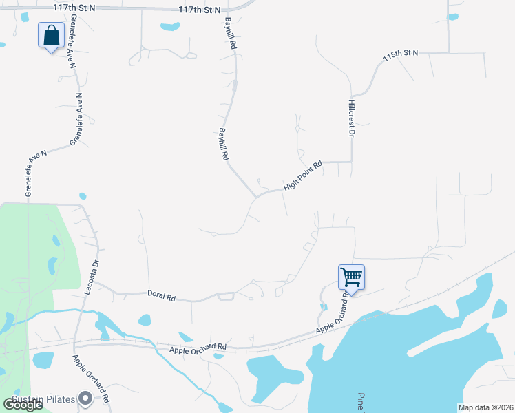 map of restaurants, bars, coffee shops, grocery stores, and more near 11 High Point Road in Dellwood