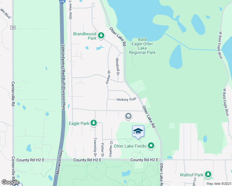 map of restaurants, bars, coffee shops, grocery stores, and more near 1384 Whisperwood Trail in White Bear Lake