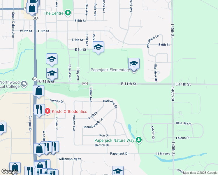 map of restaurants, bars, coffee shops, grocery stores, and more near 824 East 11th Street in New Richmond