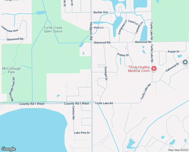 map of restaurants, bars, coffee shops, grocery stores, and more near 596 Donegal Circle in Shoreview