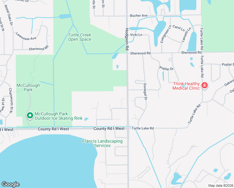 map of restaurants, bars, coffee shops, grocery stores, and more near 5600 Saint Albans Circle in Shoreview