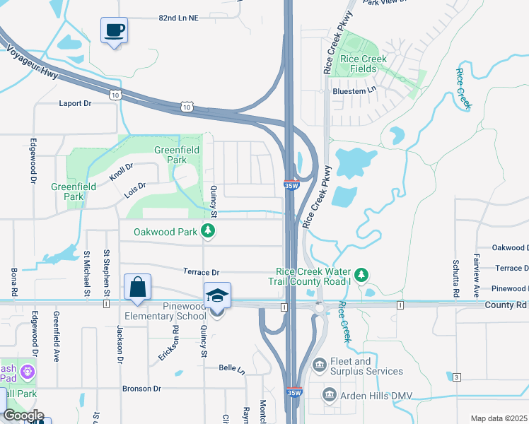 map of restaurants, bars, coffee shops, grocery stores, and more near 2075 Cornell Drive in New Brighton