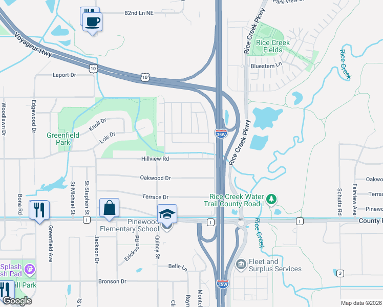map of restaurants, bars, coffee shops, grocery stores, and more near 2075 Cornell Drive in New Brighton