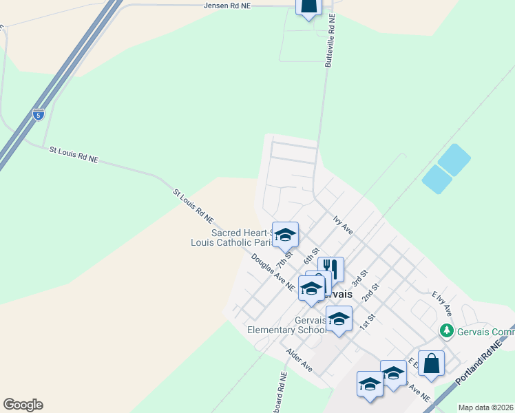 map of restaurants, bars, coffee shops, grocery stores, and more near 935 Ivy Avenue in Gervais