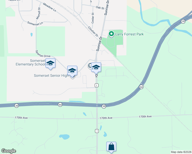 map of restaurants, bars, coffee shops, grocery stores, and more near 509 Sunrise Drive in Somerset