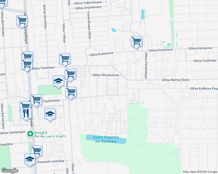map of restaurants, bars, coffee shops, grocery stores, and more near in Gorod Krasnodar