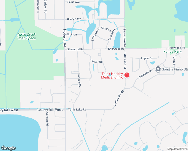 map of restaurants, bars, coffee shops, grocery stores, and more near 5681 Heather Ridge Drive in Shoreview
