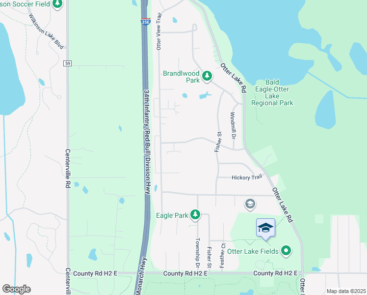 map of restaurants, bars, coffee shops, grocery stores, and more near 5676 Brandlwood Court in White Bear Lake