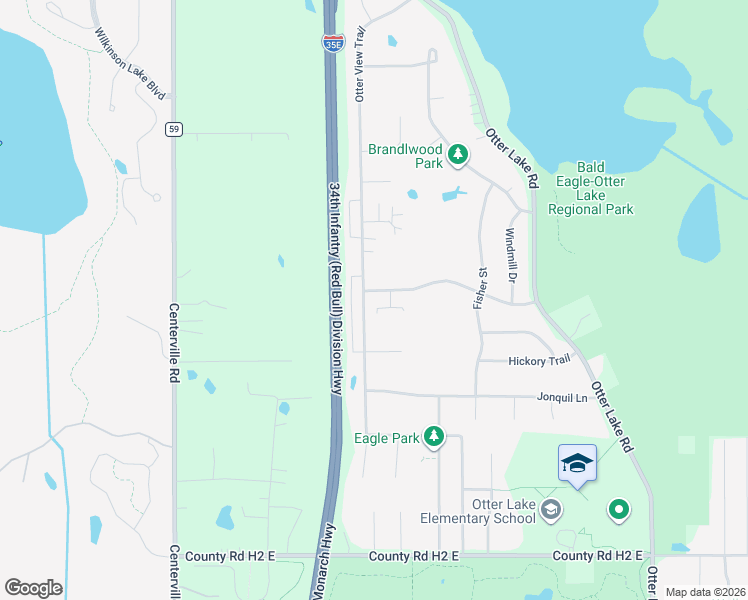 map of restaurants, bars, coffee shops, grocery stores, and more near 5673 Brandlwood Court in White Bear Lake
