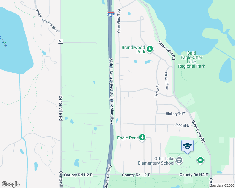map of restaurants, bars, coffee shops, grocery stores, and more near 5673 Brandlwood Court in White Bear Lake