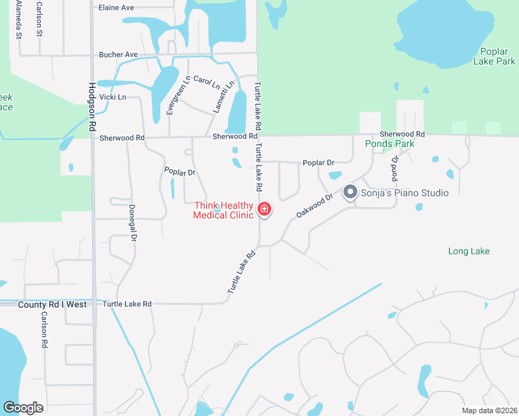 map of restaurants, bars, coffee shops, grocery stores, and more near 5664 Turtle Lake Road in Shoreview