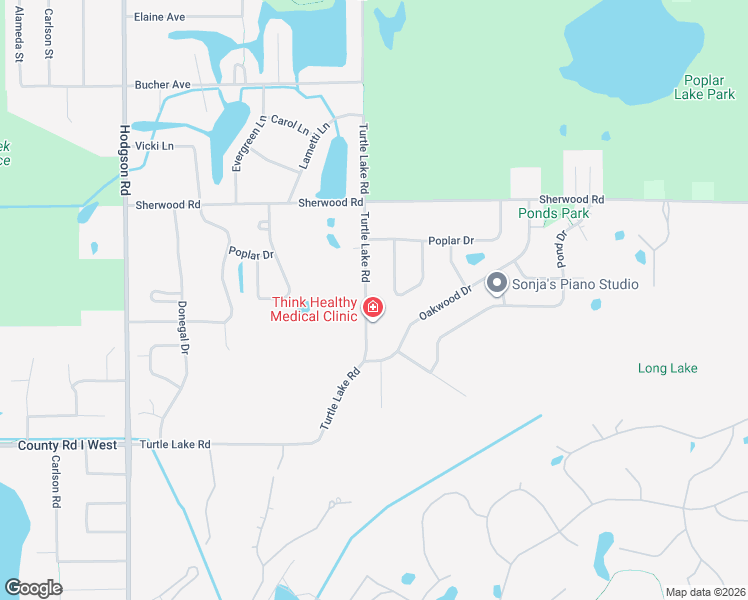 map of restaurants, bars, coffee shops, grocery stores, and more near 5664 Turtle Lake Road in Shoreview