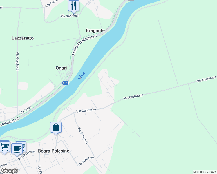 map of restaurants, bars, coffee shops, grocery stores, and more near 15 Via Cà Matte in Rovigo