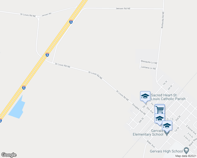 map of restaurants, bars, coffee shops, grocery stores, and more near 7526 Saint Louis Road Northeast in Gervais