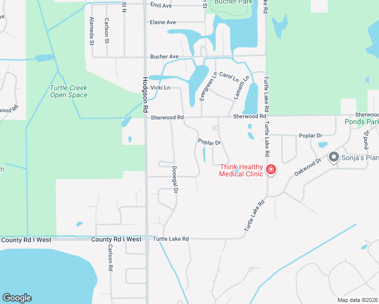 map of restaurants, bars, coffee shops, grocery stores, and more near 5714 Heather Ridge Drive in Shoreview