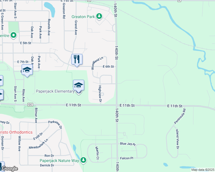 map of restaurants, bars, coffee shops, grocery stores, and more near 1232 Spruce Court in New Richmond