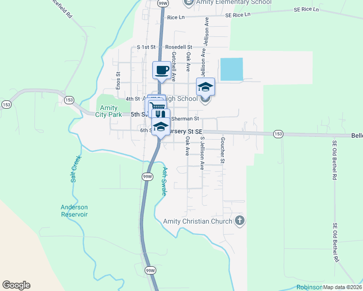 map of restaurants, bars, coffee shops, grocery stores, and more near 211 Church Street in Amity