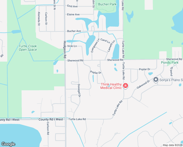 map of restaurants, bars, coffee shops, grocery stores, and more near 5714 Heather Ridge Drive in Shoreview