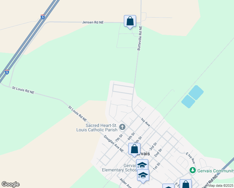 map of restaurants, bars, coffee shops, grocery stores, and more near 922 Lantana Lane Northeast in Gervais