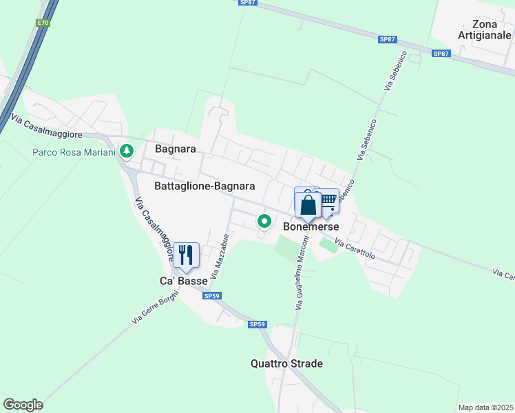map of restaurants, bars, coffee shops, grocery stores, and more near 12 Via Ennio Gerelli in Battaglione-bagnara