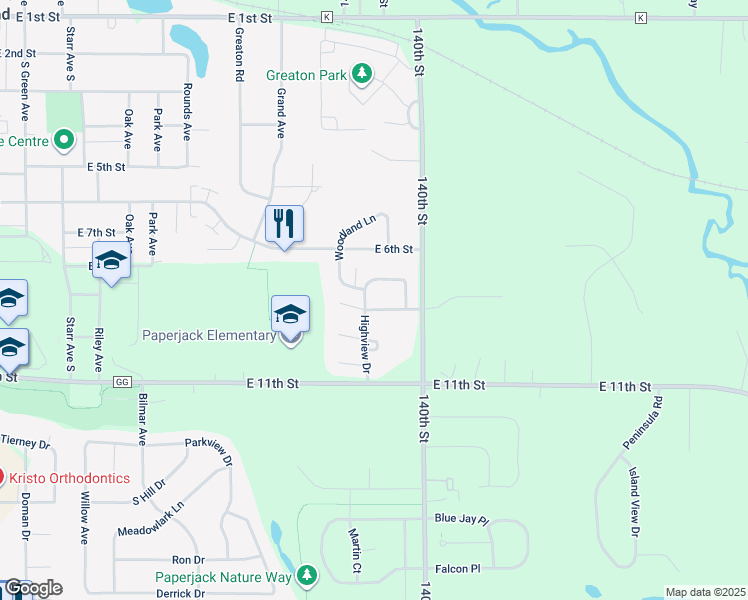 map of restaurants, bars, coffee shops, grocery stores, and more near 1209 Spruce Court in New Richmond