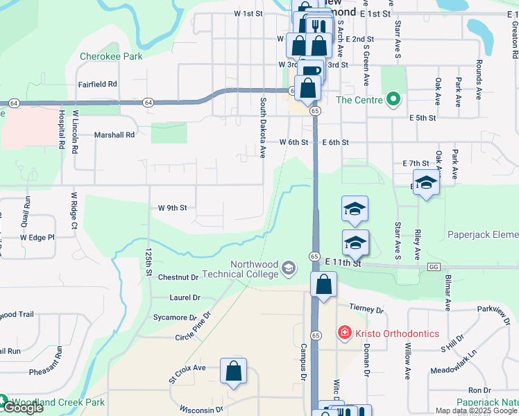 map of restaurants, bars, coffee shops, grocery stores, and more near 325 West 9th Street in New Richmond
