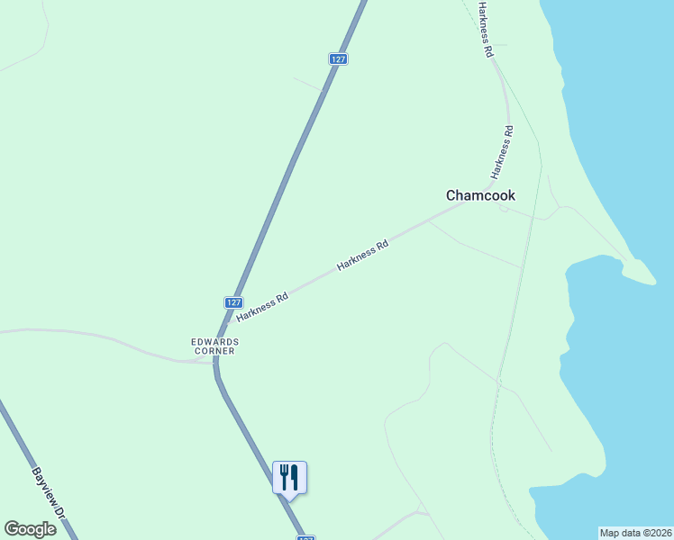 map of restaurants, bars, coffee shops, grocery stores, and more near 42 Harkness Road in Chamcook