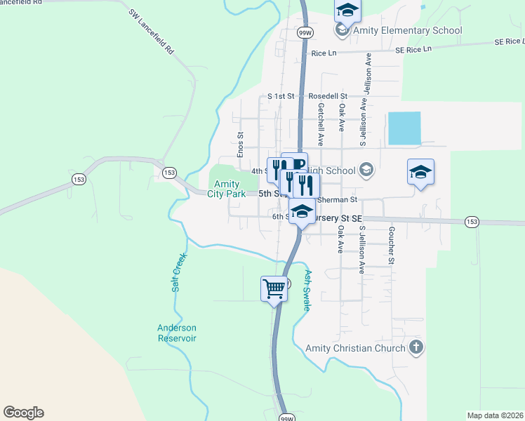 map of restaurants, bars, coffee shops, grocery stores, and more near 211 5th Street in Amity