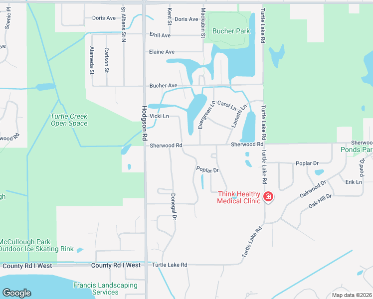 map of restaurants, bars, coffee shops, grocery stores, and more near 548 Vicki Lane in Shoreview