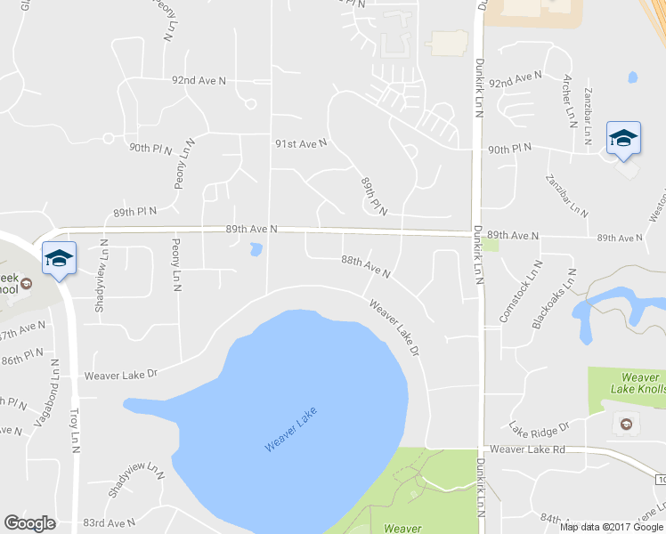 map of restaurants, bars, coffee shops, grocery stores, and more near 17261 88th Avenue North in Osseo